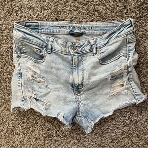 American Eagle Outfitters Light Wash Ripped Jean Shorts